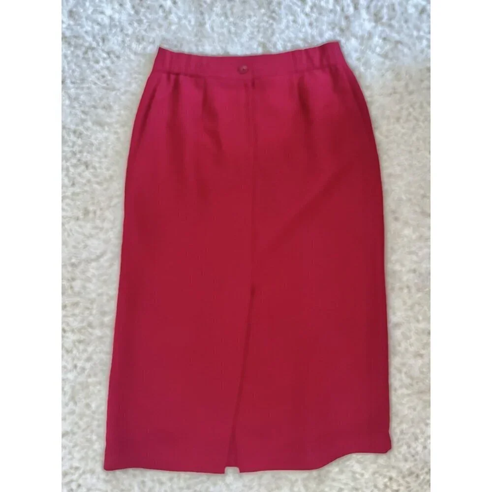 Click Scarlet Red Pencil Midi Skirt Size 6 Lined With Front Slit
